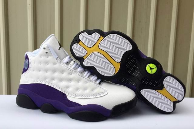 Air Jordan 13 Lakers Men's Basketball Shoes White Purple-81